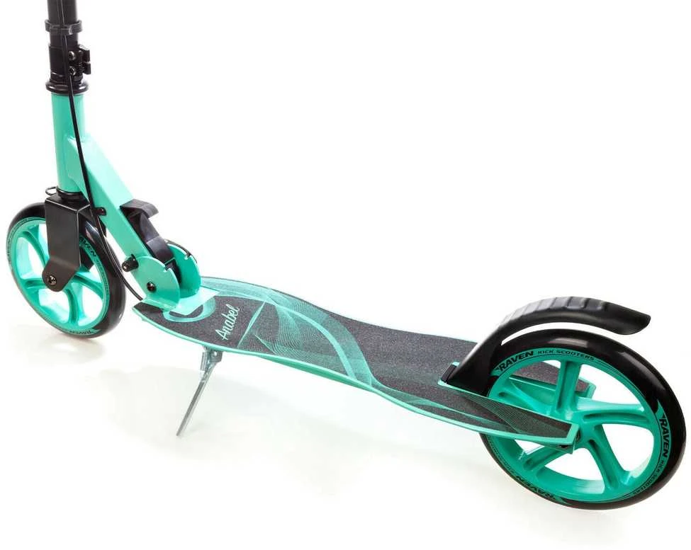 Aliuminis paspirtukas RAVEN ANABEL MINT su dideliais 20 cm. ratais Handbrake