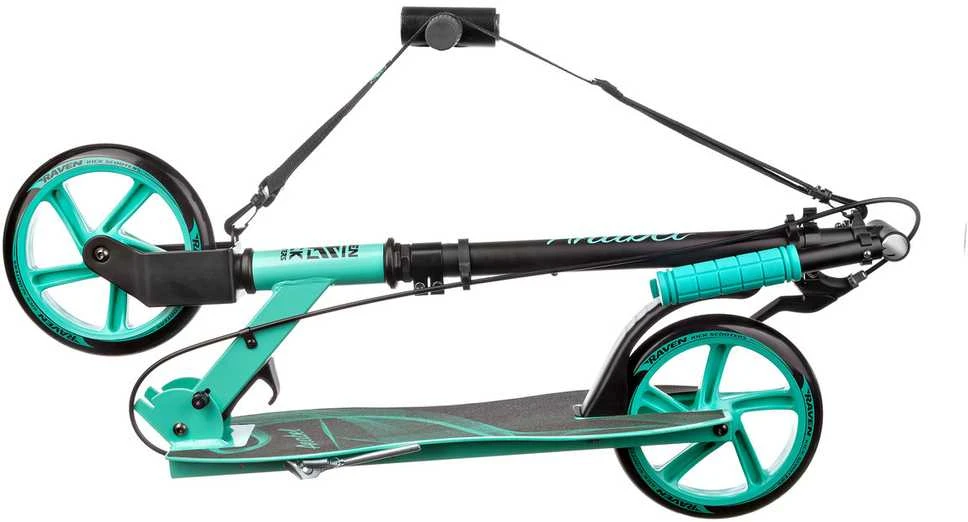 Aliuminis paspirtukas RAVEN ANABEL MINT su dideliais 20 cm. ratais Handbrake