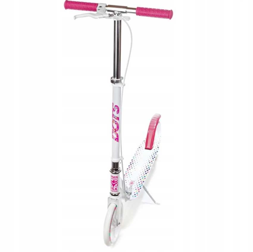 Aliuminis paspirtukas RAVEN DOTS Baltas su dideliais 20 cm. ratais Handbrake
