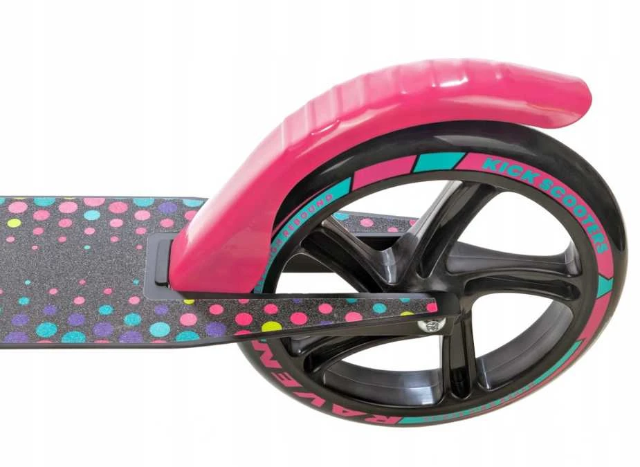 Aliuminis paspirtukas RAVEN DOTS Juodas su dideliais 20 cm. ratais Handbrake