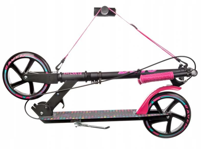 Aliuminis paspirtukas RAVEN DOTS Juodas su dideliais 20 cm. ratais Handbrake