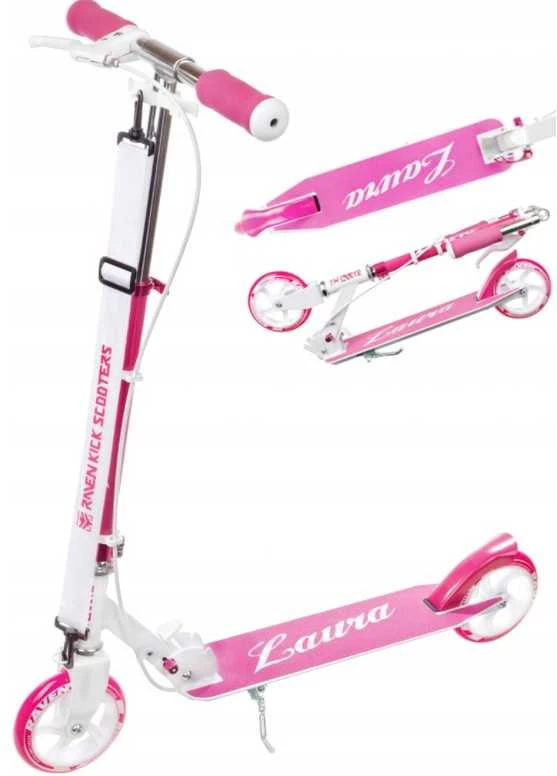 Aliuminis paspirtukas RAVEN LAURA su dideliais 20 cm. ratais Handbrake