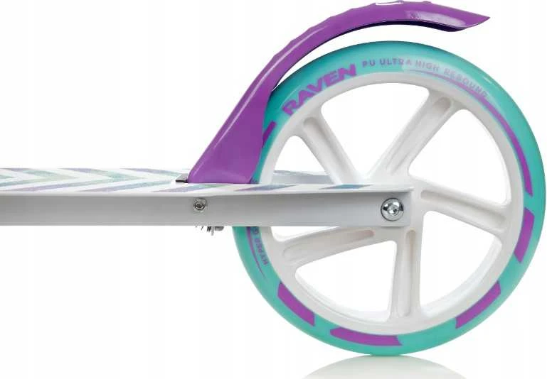 Aliuminis paspirtukas RAVEN PASTELLE PRO su dideliais 20 cm. ratais Handbrake and front suspension