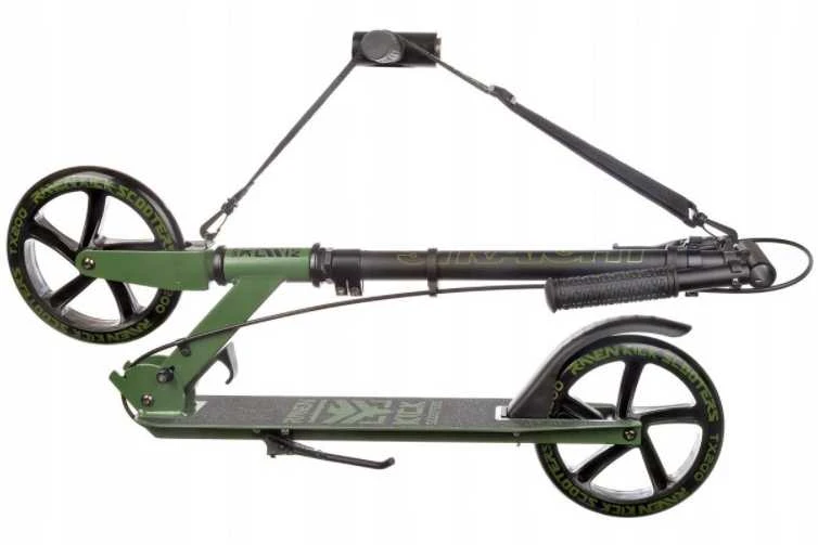 Aliuminis paspirtukas RAVEN STRAIGHT ARMY su dideliais 20 cm. ratais Handbrake