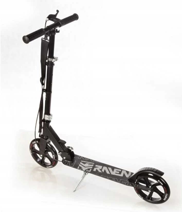 Aliuminis paspirtukas RAVEN STRAIGHT Juodas su dideliais 20 cm. ratais Handbrake