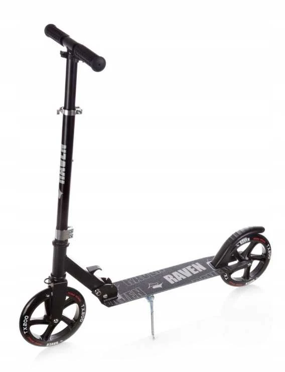Aliuminis paspirtukas RAVEN STRAIGHT Juodas su dideliais 20 cm. ratais