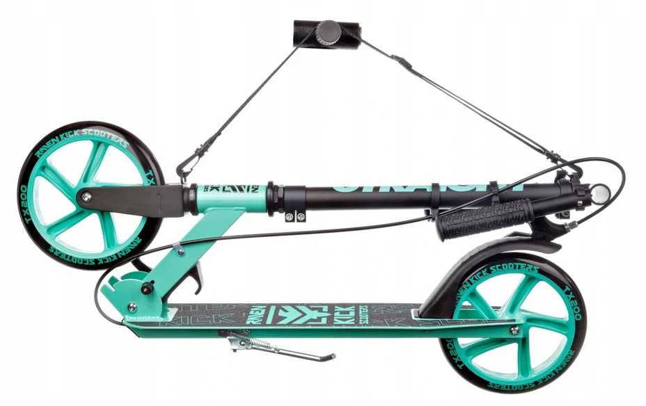Aliuminis paspirtukas RAVEN STRAIGHT MINT su dideliais 20 cm. ratais Handbrake