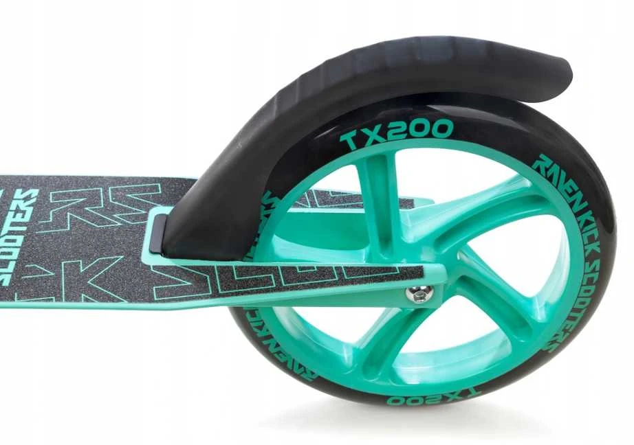 Aliuminis paspirtukas RAVEN STRAIGHT MINT su dideliais 20 cm. ratais Handbrake