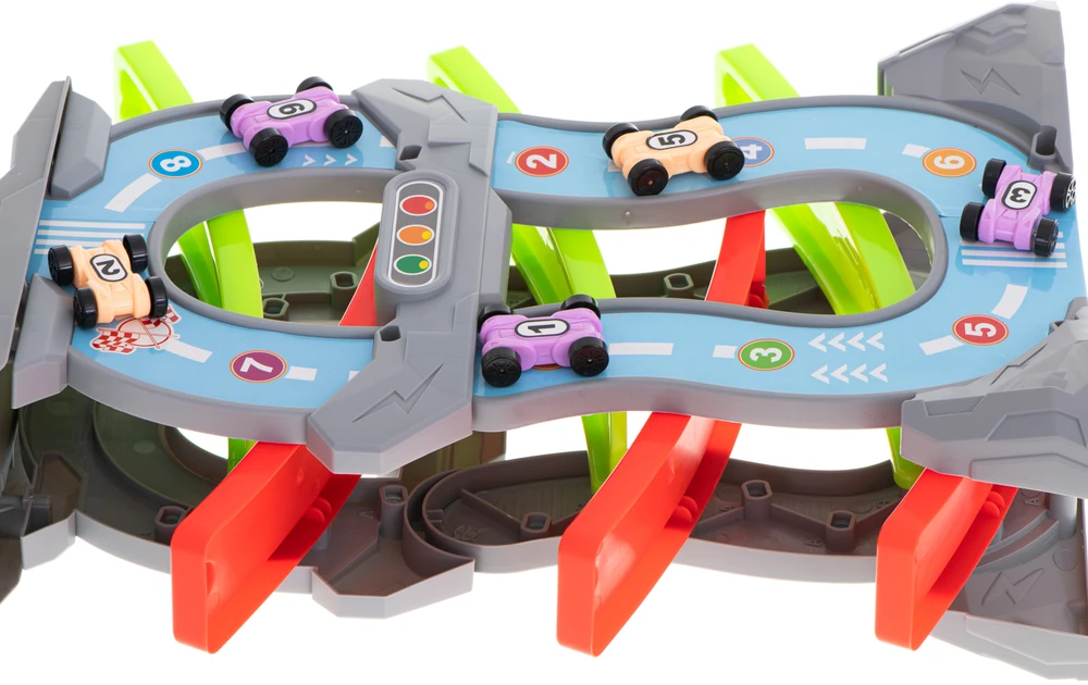 Huabiao Toys Krentančių mašinėlių rinkinys 5 aukštai, 8 mašinėlės