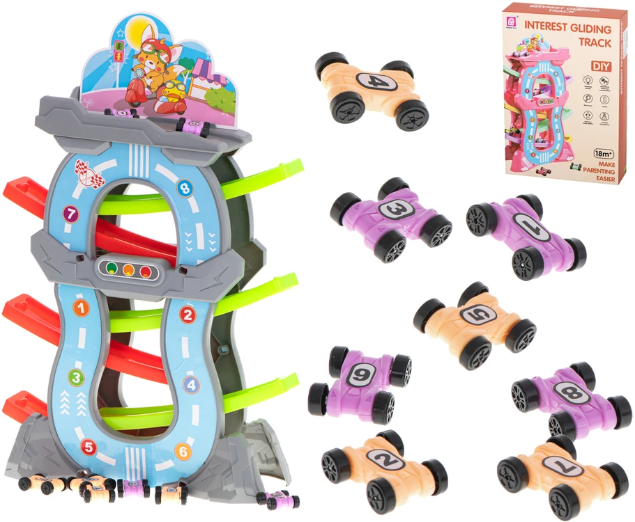 Huabiao Toys Krentančių mašinėlių rinkinys 5 aukštai, 8 mašinėlės