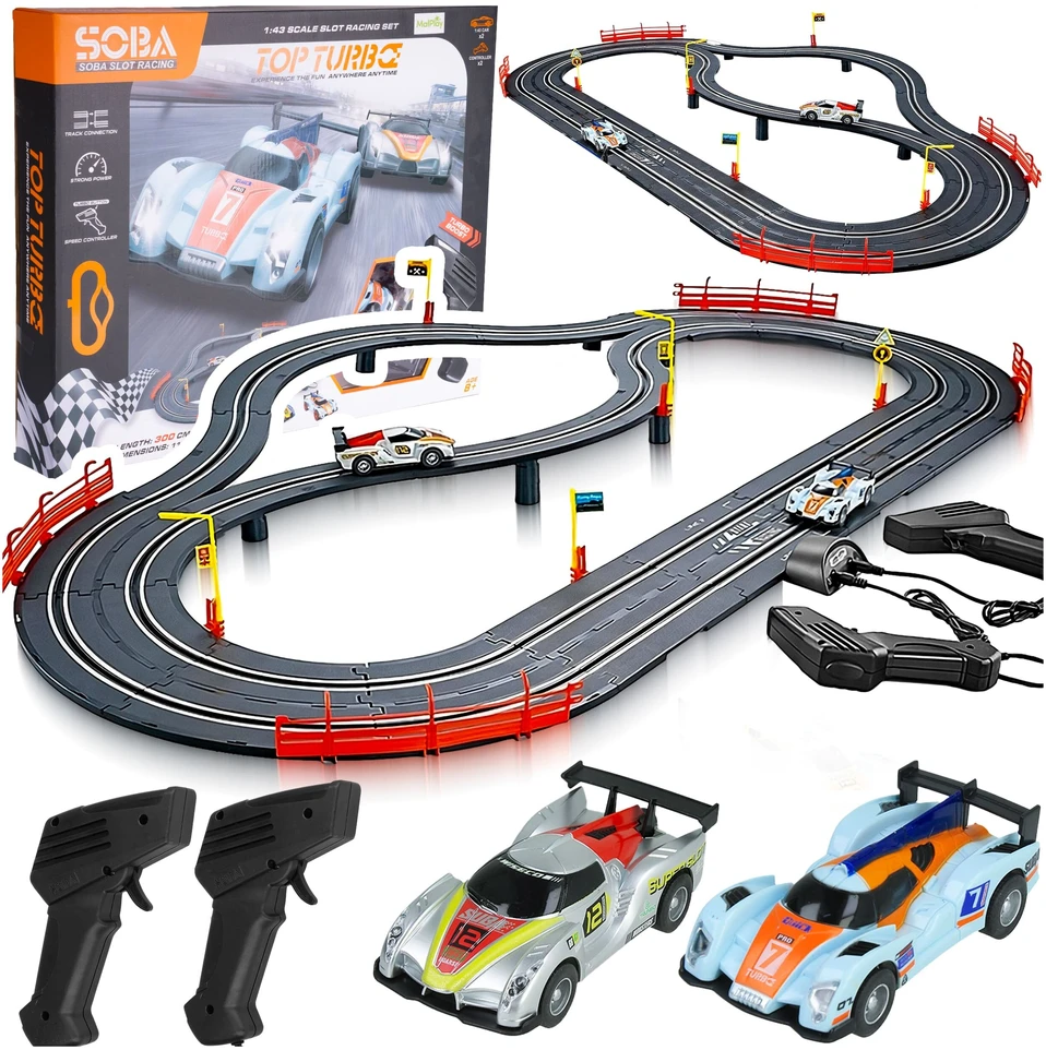 Madej Automobilių trasa Top Turbo, 300 cm, 2 LED automobiliai, 2 valdikliai