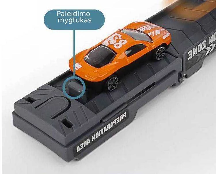 Malplay Žaislinis sunkvežimis vilkikas su paleidimo įranga ir 8 automobiliais