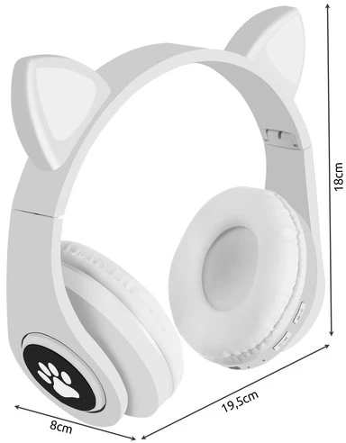 Malatec Belaidės „Bluetooth“ ausinės su LED ausimis Baltas