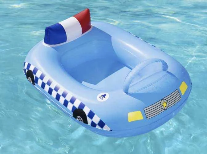 BESTWAY Funspeakers pripučiamas vaikiškas plaustas Police Car su garsu, 97cm x 74cm, 34153