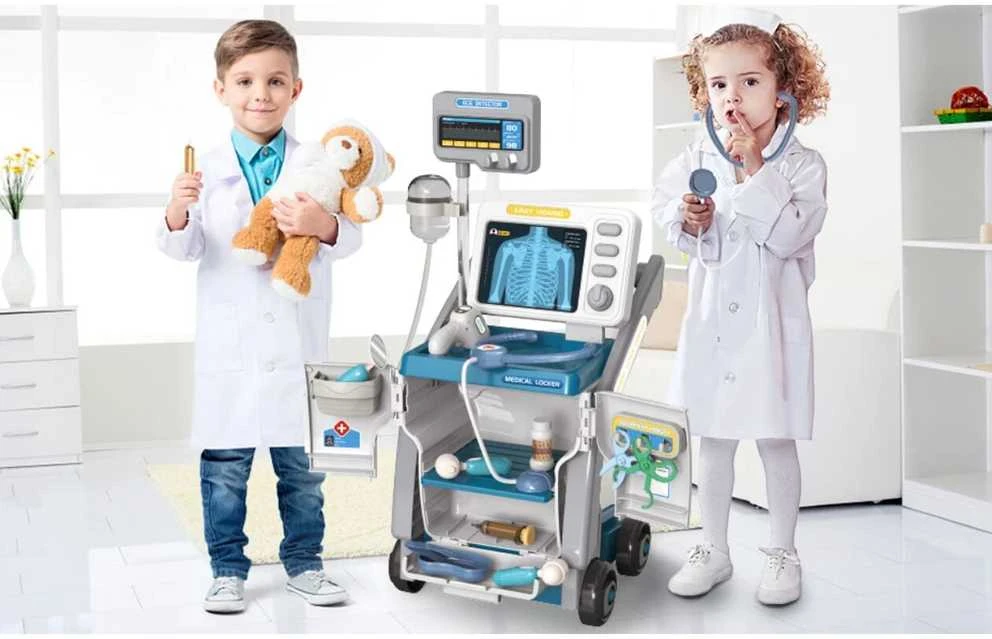 Malplay Žaislinis gydytojo rinkinys EKG vežimėlyje