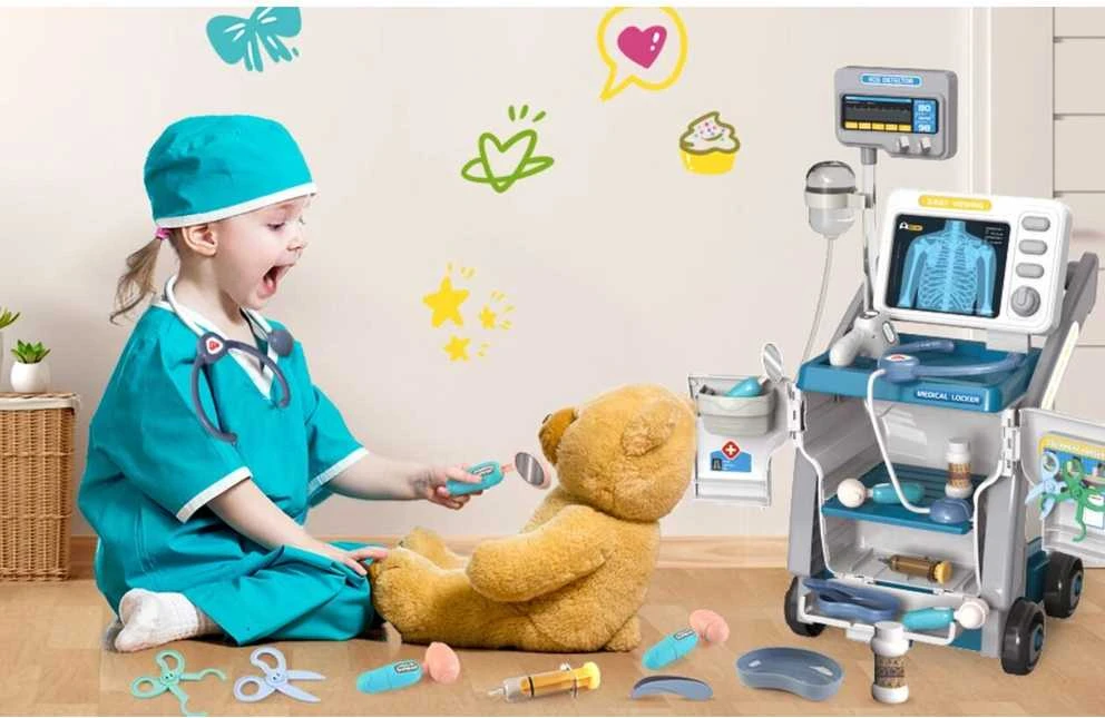 Malplay Žaislinis gydytojo rinkinys EKG vežimėlyje