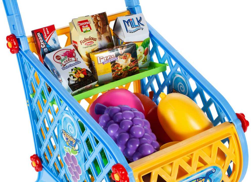 Malplay Žaislinis parduotuvės vežimėlis su maisto produktais