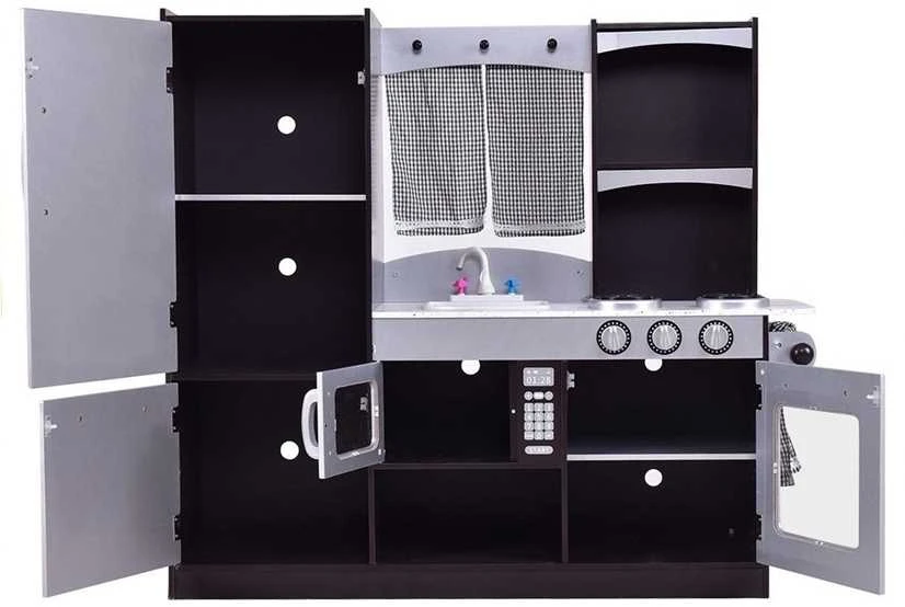 Daugiafunkcinė moderni medinė virtuvėlė Sidabrinis Kitchen