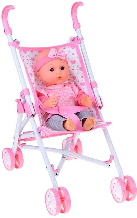 Jokomisiada Deluxe Baby Doll Set with Stroller, Crib, Play Mat and Accessories – 17 pcs ZA5916