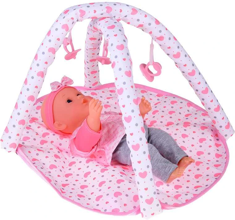 Jokomisiada Deluxe Baby Doll Set with Stroller, Crib, Play Mat and Accessories – 17 pcs ZA5916