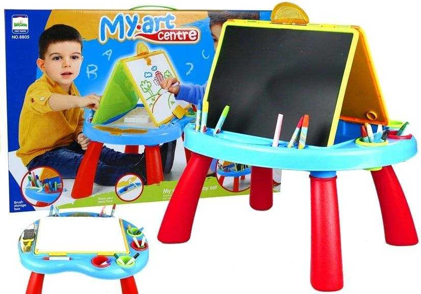 Malplay Magnetinė dvipusė piešimo lenta su staliuku ir priedais