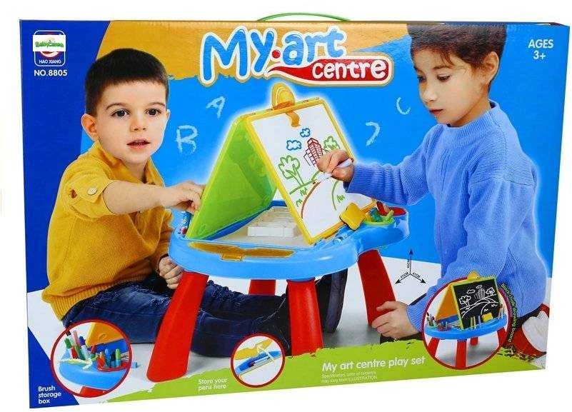 Malplay Magnetinė dvipusė piešimo lenta su staliuku ir priedais
