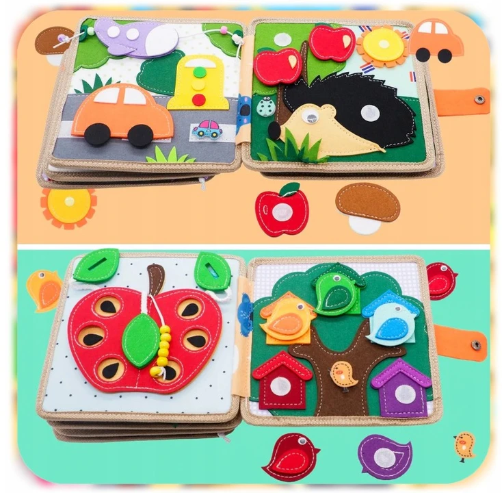 Edukacinė filco knygelė žirafa su nuimamais elementais 3D Montessori