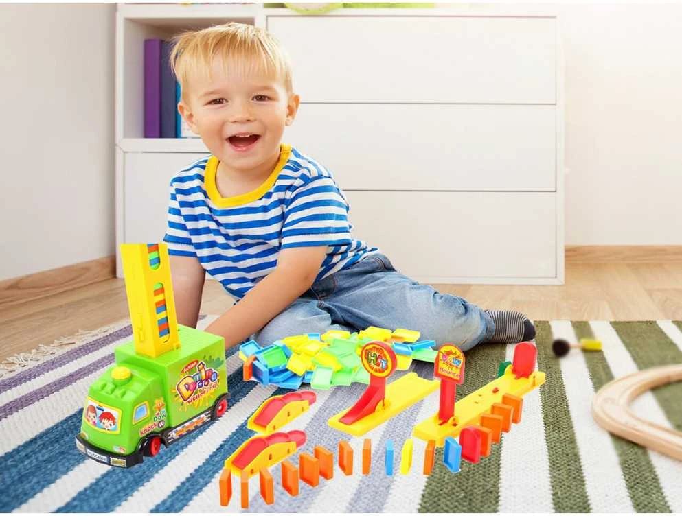 Malplay Žaislinis domino automobilis su 100 kaladėlių