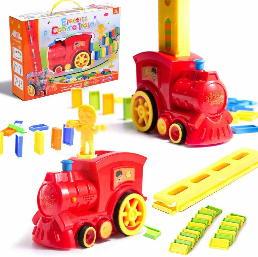 Malplay Žaislinis domino traukinys su 80 kaladėlių