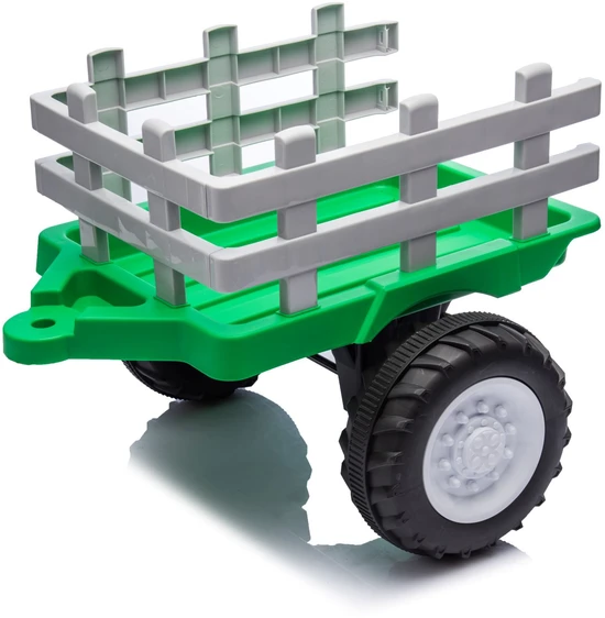 Elektrinis traktorius New Holland su priekaba, žalias