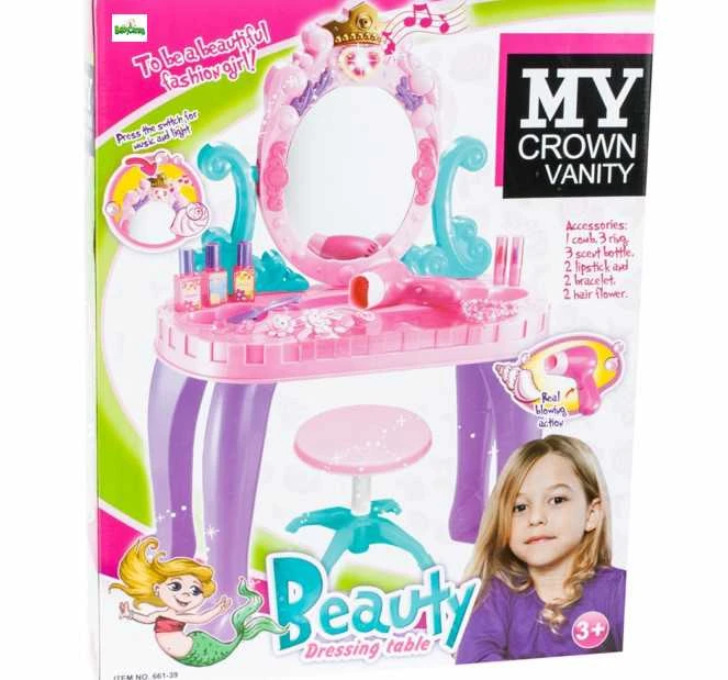 Grožio salonas Princesei su aksesuarais ir kėdute Crown