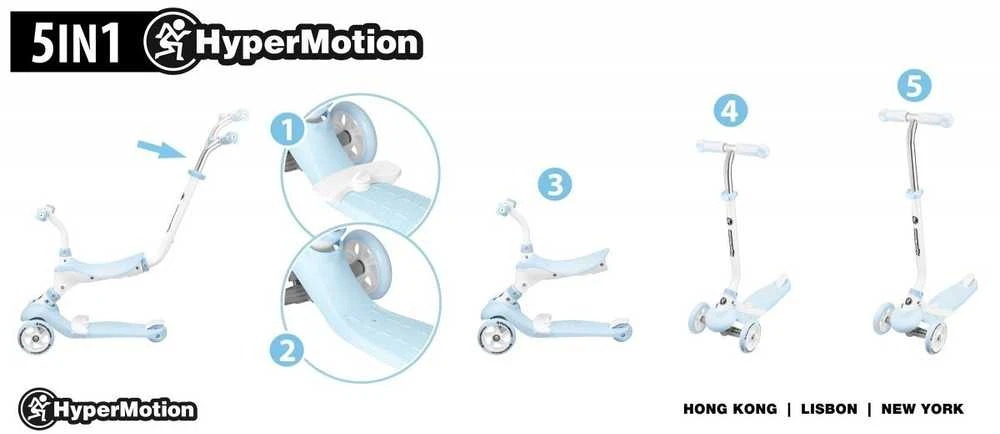 HyperMotion HYPER 5IN1 paspirtukas, mėlynas