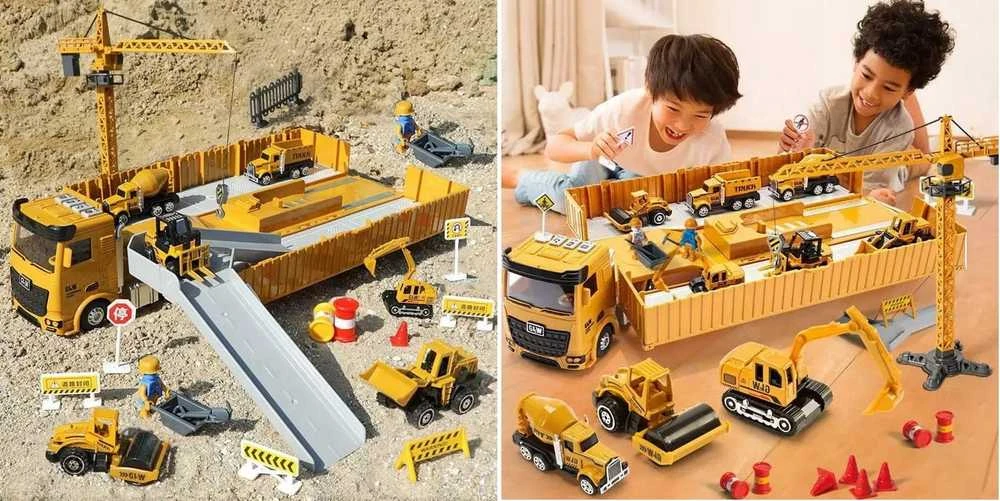 Statybinis sunkvežimis 6in1 su bokštiniu kranu WOOPIE