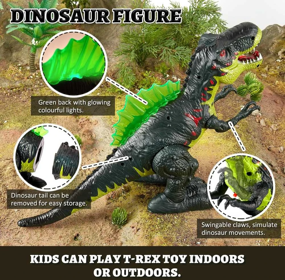 Malplay Interaktyvus T-rex dinozauras šviečia, riaumoja, vaikšto, kvėpuoja garais