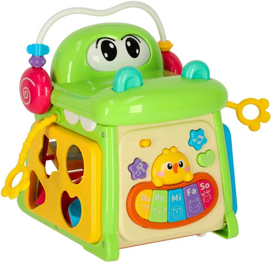Lean Toys Interaktyvus edukacinis kubas su fortepijonu ir formų rūšiuokliu