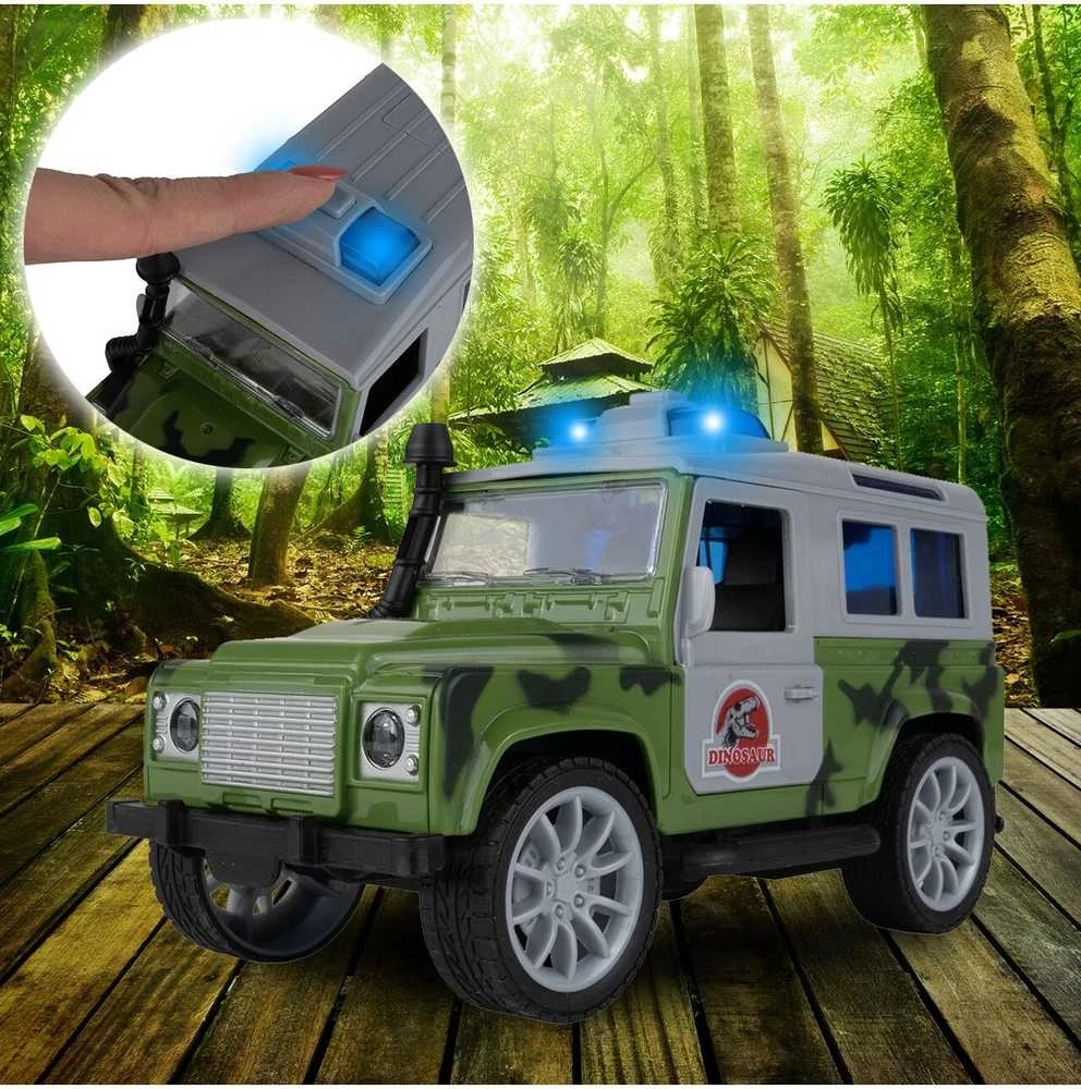 Malplay Žaislinis automobilis su dinozauru ir priekaba, su šviesos ir garso efektais