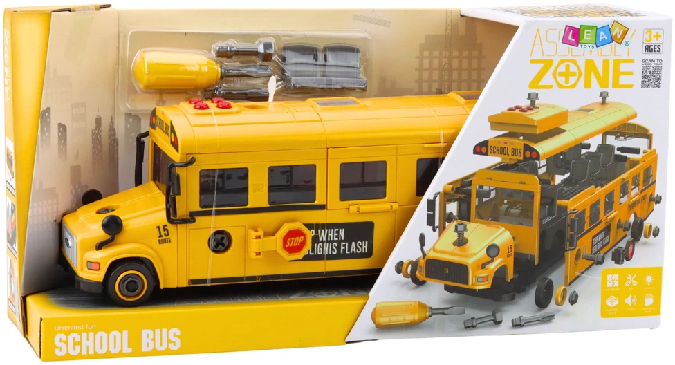 Malplay Konstruktorius- didelis mokyklinis autobusas su šviesa ir garsu, 48 el.
