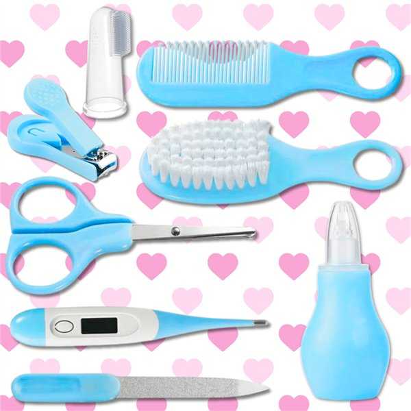 Kūdikių priežiūros rinkinys Baby Care kit su dėklu mėlynos spalvos