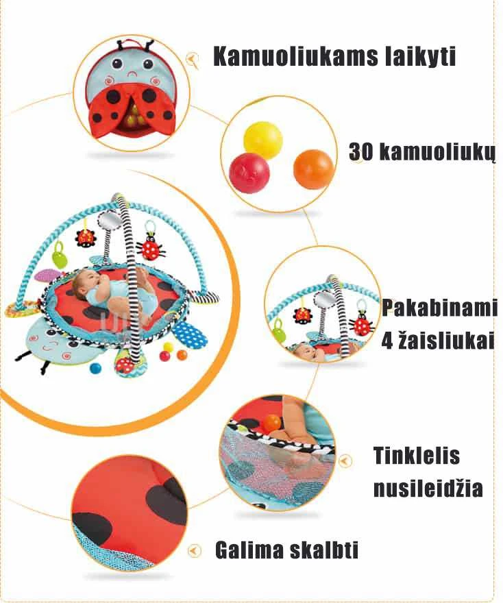 Lean Toys Žaidimų kilimėlis Konig Kids su baseinu ir kamuoliukais