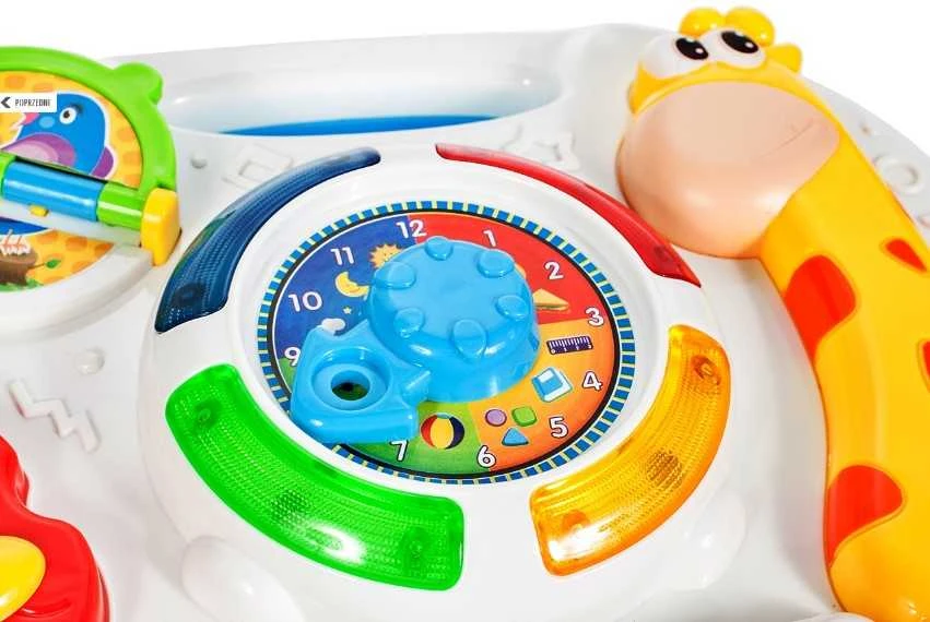 Interaktyvus edukacinis stalas Lean Toys su judančiu laikrodžiu, 24,5x22,5x16 cm