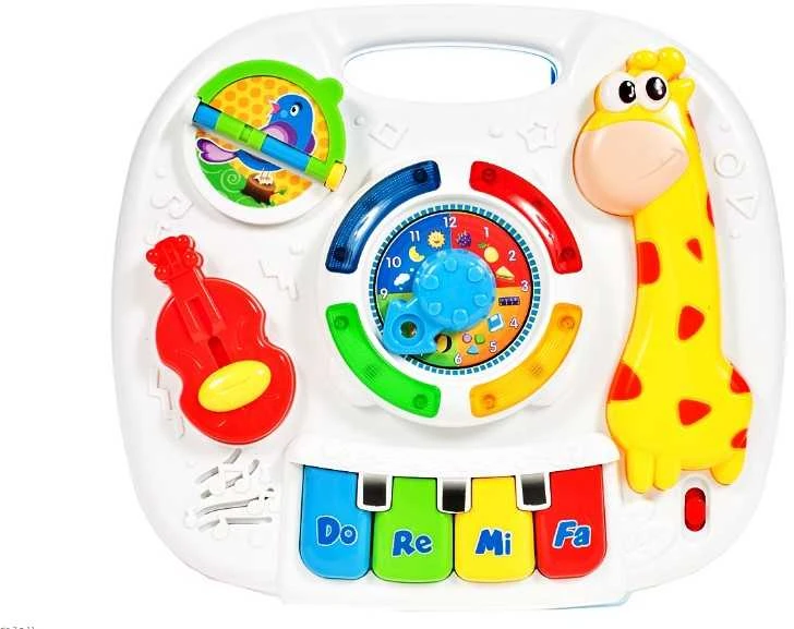 Interaktyvus edukacinis stalas Lean Toys su judančiu laikrodžiu, 24,5x22,5x16 cm