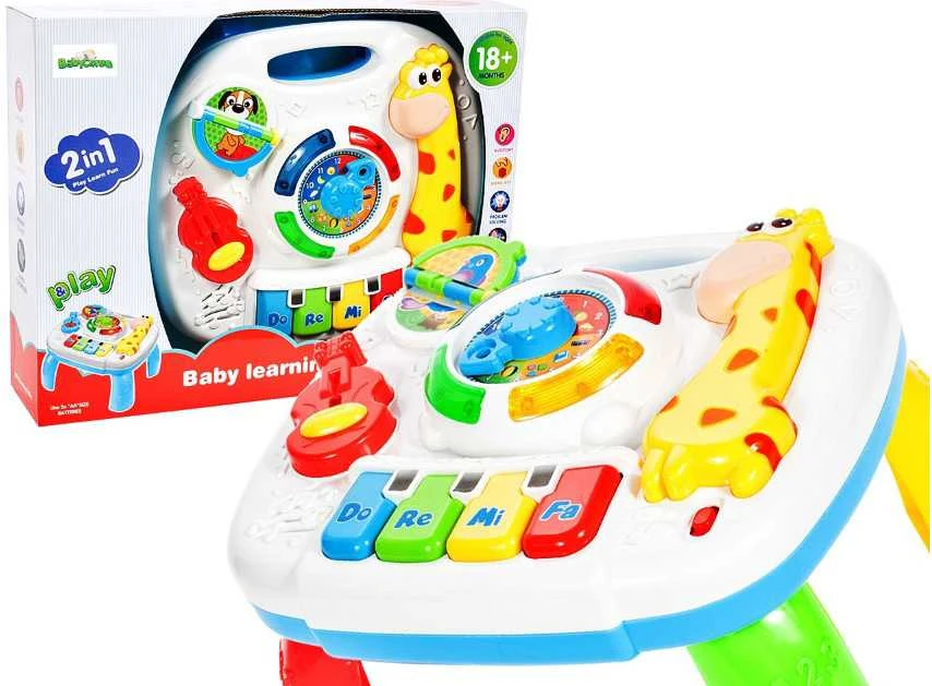 Interaktyvus edukacinis stalas Lean Toys su judančiu laikrodžiu, 24,5x22,5x16 cm