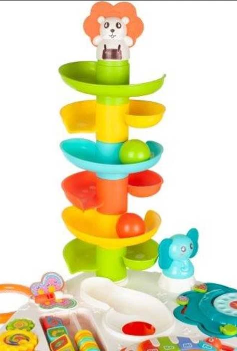 Lean Toys Interaktyvus žaislas vaikams su mokymosi lenta ir rutuline čiuožykla