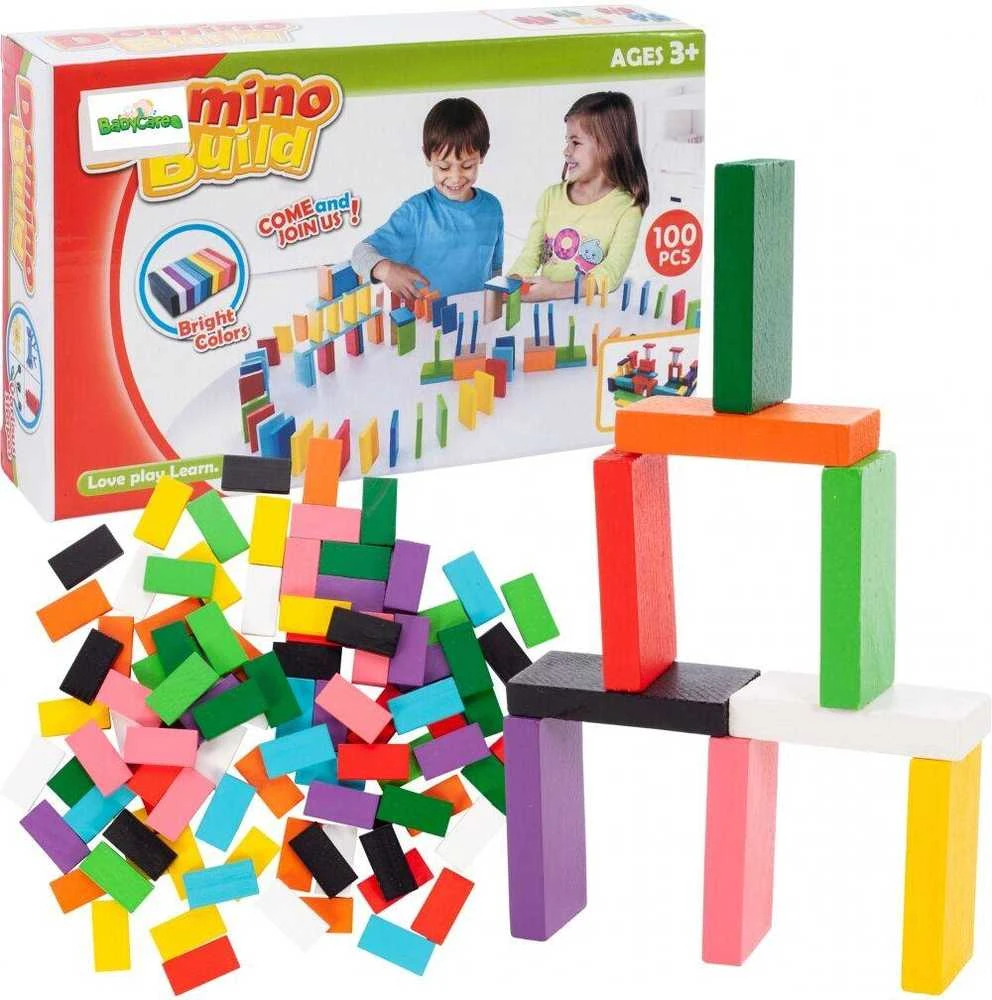 Malplay Domino žaidimas, medinės kaladėlės, 200 vnt.