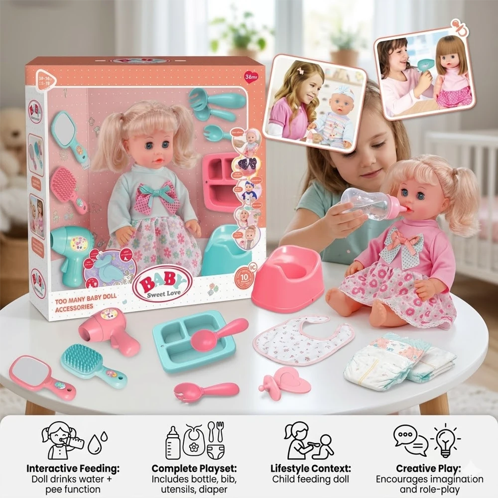 Lėlė „Baby Sweet Love“ + puodukas ir aksesuarai