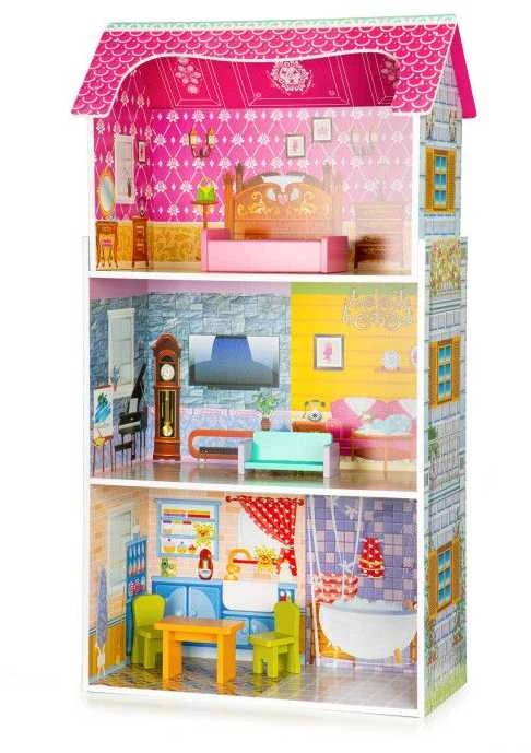 Lėlių namelis su baldeliais ECOTOYS 95 cm. aukščio