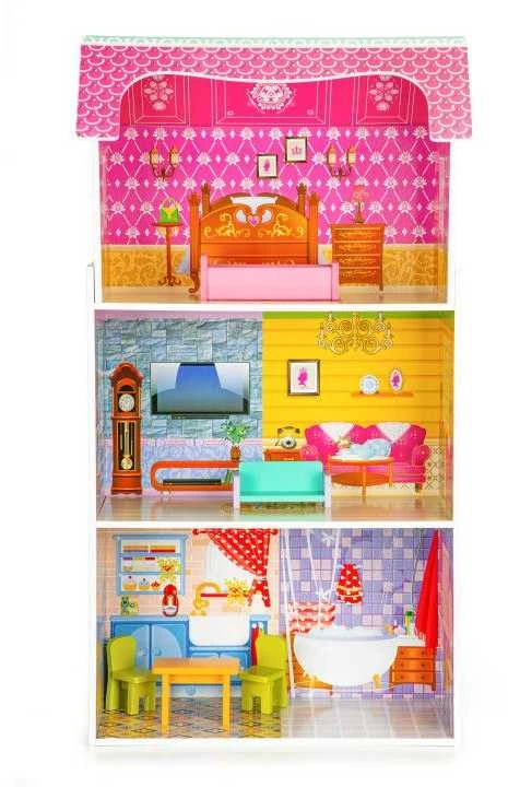 Lėlių namelis su baldeliais ECOTOYS 95 cm. aukščio