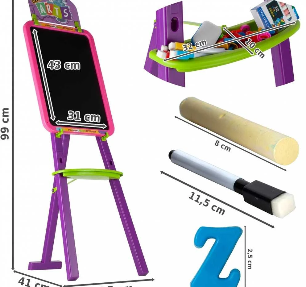 Malplay Vaikiška dvipusė magnetinė lenta 3in1