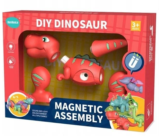 Magnetinis Tiranozauro Konstruktorius su Garsais ir Šviesomis