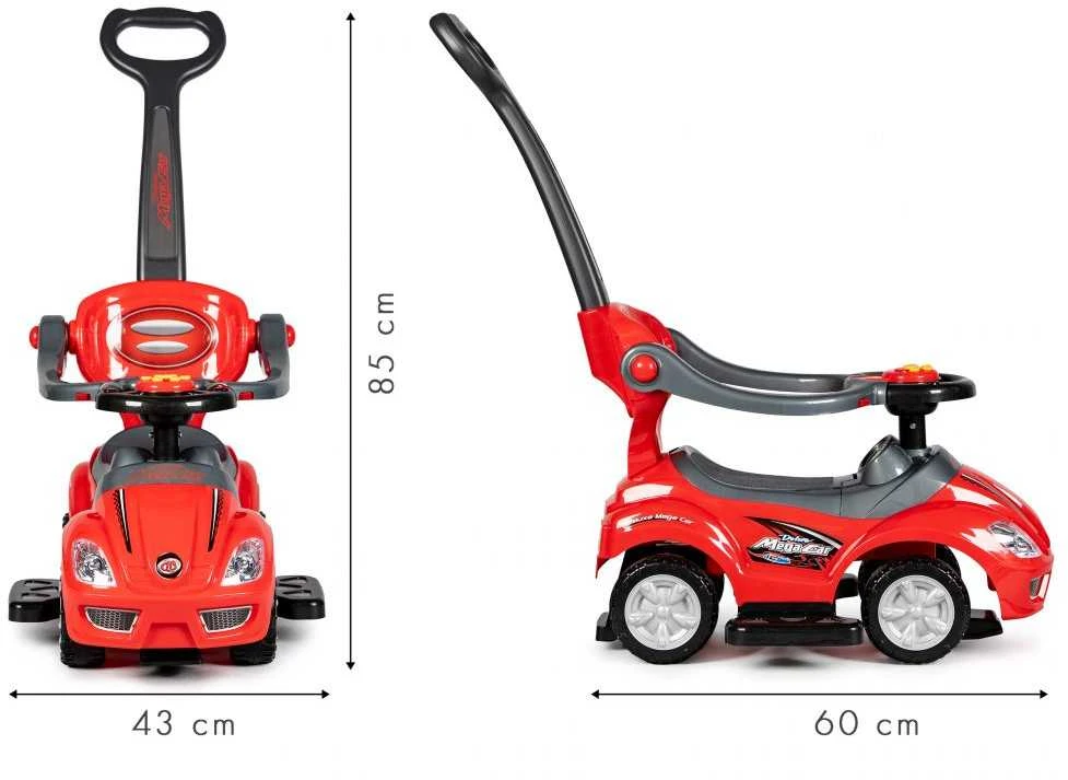 Ecotoys Mašinėlė - stumdukas DELUXE 3w1 Raudona